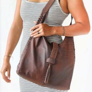 Liberte brown lamb skin leather hobo bag